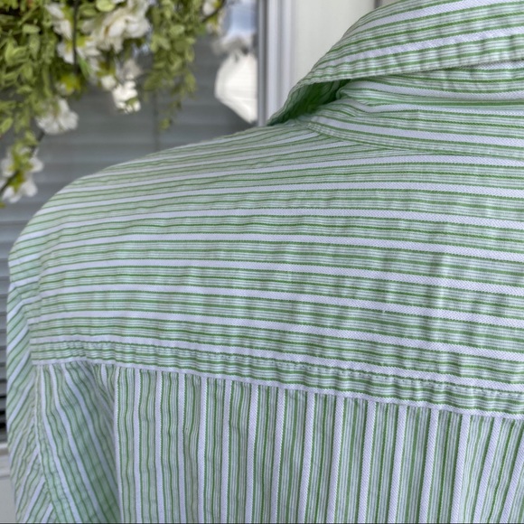 TALBOTS | Textured Green Stripe Button Down Shirt - Picture 2 of 10